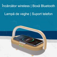 Incarcator wireless 4 in 1, GlowforHome, Qi 10W, Boxa bluetooth,multifunctionala, compatibil IOS si Android, maro - 4