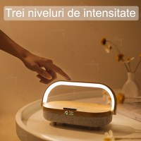 Incarcator wireless 4 in 1, GlowforHome, Qi 10W, Boxa bluetooth,multifunctionala, compatibil IOS si Android, maro - 5
