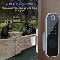 Incuietoare inteligenta pentru usa de interior/exterior, GlowforHome, Aplicatie SMART, amprenta, PIN, wireless - 5