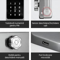 Incuietoare inteligenta pentru usa de interior/exterior, GlowforHome, Aplicatie SMART, amprenta, PIN, wireless - 1