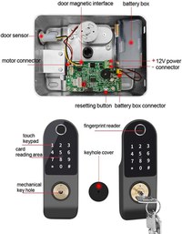 Incuietoare inteligenta Smart, waterproof, deblocare cu amprenta, parola, card APP bluetooth, cheie, pentru usa exterior - 6