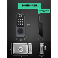 Incuietoare inteligenta Smart, waterproof, deblocare cu amprenta, parola, card APP bluetooth, cheie, pentru usa exterior - 11