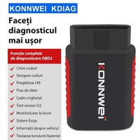 Instrument De Scanare Si Diagnosticare Auto, Konnwei Kdiag, OBD2, Bluetooth 5.0, 9 - 18 V, Compatibil Cu Android si - 9