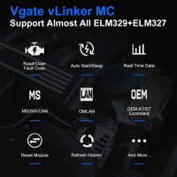 Interfata Tester Ddiagnoza Auto profesionala Vgate vLinker MC, Bluetooth, compatibila ELM327, ELM329, OBD2, Android iOS - 2