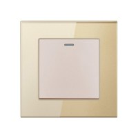 Intrerupator Cap Scara Cu Panou din Sticla Securizata Techstar® TGS 01, 220V, 16A, 86 x 86 mm, Auriu, cu 1 Modul - 5