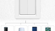 Intrerupator Smart Techstar®, Wireless 2.4GHz, Button cu Revenire, Design Classic, Iluminare LED, 2 Faze, cu NUL, Alb