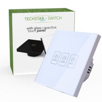 Intrerupator Touch Techstar® TG02, Sticla Securizata, Design Modern, Iluminare LED, 3 Faze, Alb - 2