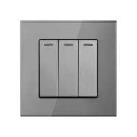 Intrerupator Triplu Cap Scara Cu Panou Din Sticla Securizata Techstar® TGS 01, 220V, 16A, 86 X 86 Mm, Gri, cu 3 Faze - 4