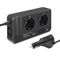 Invertor de Putere Sinusoidal Techstar®, 200W~400W, 12V la 220V – 2 Prize AC EU, 2 Porturi USB QC si 1 USB-C, cu Afisaj - 6