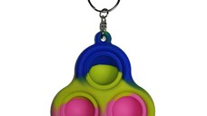 Jucarie antistres, Pop it, breloc, silicon, triunghi, 8 cm, tricolor