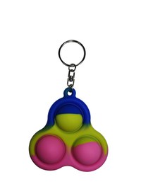 Jucarie antistres, Pop it, breloc, silicon, triunghi, 8 cm, tricolor - 3