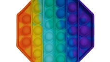 Jucarie antistres, Pop it, silicon, hexagon, 12.5 cm, multicolor, bila inclusa