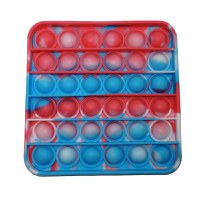 Jucarie antistres, Pop it, silicon, patrat, 12.5 cm, albastru-rosu - 1