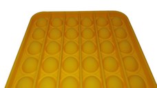 Jucarie antistres, Pop it, silicon, patrat, 12.5 cm, galben