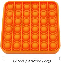 Jucarie antistres, Pop it, silicon, patrat, 12.5 cm, portocaliu - 5