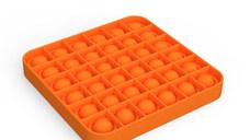 Jucarie antistres, Pop it, silicon, patrat, 12.5 cm, portocaliu
