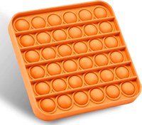 Jucarie antistres, Pop it, silicon, patrat, 12.5 cm, portocaliu - 3
