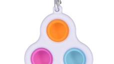 Jucarie antistres, Pop it, tip breloc, model triunghi, 8 cm, multicolor