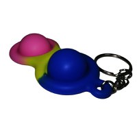 Jucarie antistres, Pop it, tip breloc, silicon, 8 cm, tricolor - 1