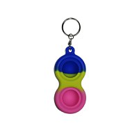 Jucarie antistres, Pop it, tip breloc, silicon, 8 cm, tricolor - 3