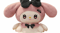 Jucarie din Plus, tip Kuromi din seria Hello Kitty Sanrio, dimensiune 20cm, culoare roz alb ABYZ™