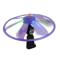Jucarie interactiva disc zburator cu lansator si lumini, pentru copii 3 ani+, 15 cm, mov/verde, Mov - 2