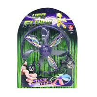 Jucarie interactiva disc zburator cu lansator si lumini, pentru copii 3 ani+, 15 cm, mov/verde, Mov - 1