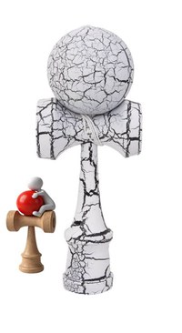 Kendama Profesionala, Bila din lemn, Design artistic cu finisaj Crapatura + Sticker pentru Telefon, 102KD - 1
