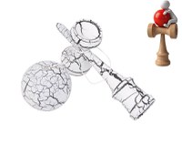 Kendama Profesionala, Bila din lemn, Design artistic cu finisaj Crapatura + Sticker pentru Telefon, 102KD - 6