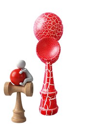 Kendama Profesionala, Bila din lemn, Design artistic cu finisaj Crapatura + Sticker pentru Telefon, 103KD - 5
