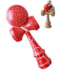 Kendama Profesionala, Bila din lemn, Design artistic cu finisaj Crapatura + Sticker pentru Telefon, 103KD - 3
