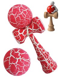 Kendama Profesionala, Bila din lemn, Design artistic cu finisaj Crapatura + Sticker pentru Telefon, 111KD - 8