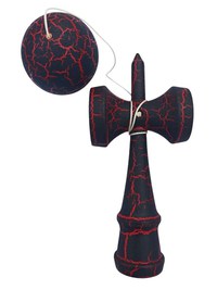 Kendama profesionala, Bila din lemn, Negru, Rosu, 50KD - 1