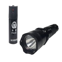 Kit autoaparare format din lanterna cu electrosoc si spray lacrimogen, metalic, negru - 1
