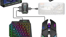 Kit gaming cu tastatura iluminata gaming 39 taste one hand si mouse, Bluetooth,Android, iOS, PC, 1600/2400/3200 DPI, RGB