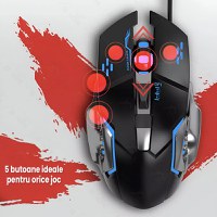 Kit gaming cu tastatura iluminata gaming 39 taste one hand si mouse, Bluetooth,Android, iOS, PC, 1600/2400/3200 DPI, RGB - 4