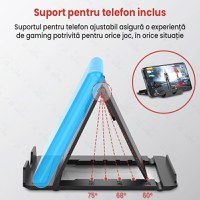 Kit gaming cu tastatura iluminata gaming 39 taste one hand si mouse, Bluetooth,Android, iOS, PC, 1600/2400/3200 DPI, RGB - 2