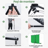 Kit perete fundal verde profesional pentru studio foto/video, GlowforHome, Green Screen portabil, 260x300 cm - 3
