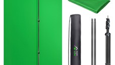 Kit perete fundal verde profesional pentru studio foto/video, GlowforHome, Green Screen portabil, 260x300 cm