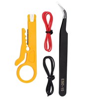 Kit profesional pentru lipit, GlowforHome, Letcon 60W cu LCD, Pompa de dezlipit cositor, Fire 22AWG, pensete - 10