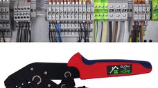 Kit profesional pentru sertizarea cablurilor electrice, GlowforHome, 600 conectori si protectii, cutie conectori, rosu