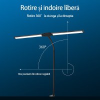 Lampa LED de birou cu clema si doua capete, Techstar® TD001, Putere 24W, USB, Reglabila la 360°, 10 niveluri - 11