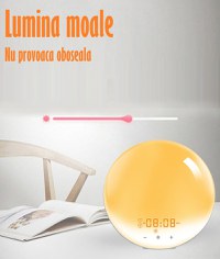 Lampa LED Inteligenta,Radio FM cu Ceas si Alarma,Simulare Rasarit&Apus de Soare,Sunete albe,7 culori,Smart Wake-up light - 6
