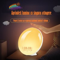 Lampa LED Inteligenta,Radio FM cu Ceas si Alarma,Simulare Rasarit&Apus de Soare,Sunete albe,7 culori,Smart Wake-up light - 5