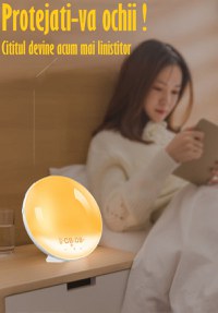 Lampa LED Inteligenta,Radio FM cu Ceas si Alarma,Simulare Rasarit&Apus de Soare,Sunete albe,7 culori,Smart Wake-up light - 17
