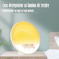 Lampa LED Inteligenta,Radio FM cu Ceas si Alarma,Simulare Rasarit&Apus de Soare,Sunete albe,7 culori,Smart Wake-up light - 4