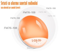 Lampa LED Inteligenta,Radio FM cu Ceas si Alarma,Simulare Rasarit&Apus de Soare,Sunete albe,7 culori,Smart Wake-up light - 2