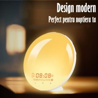 Lampa LED Inteligenta,Radio FM cu Ceas si Alarma,Simulare Rasarit&Apus de Soare,Sunete albe,7 culori,Smart Wake-up light - 14