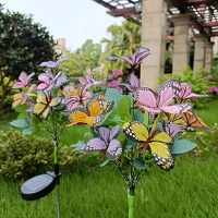 Lampa Solara cu Fluturi Multicolori pentru Gradina sau Terasa, IP65, cu Senzor de Lumina, 65cm Inaltime - 3