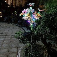 Lampa Solara cu Fluturi Multicolori pentru Gradina sau Terasa, IP65, cu Senzor de Lumina, 65cm Inaltime - 9